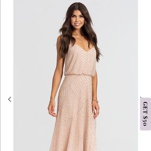 Blush beaded bridesmaid dress (floor length)